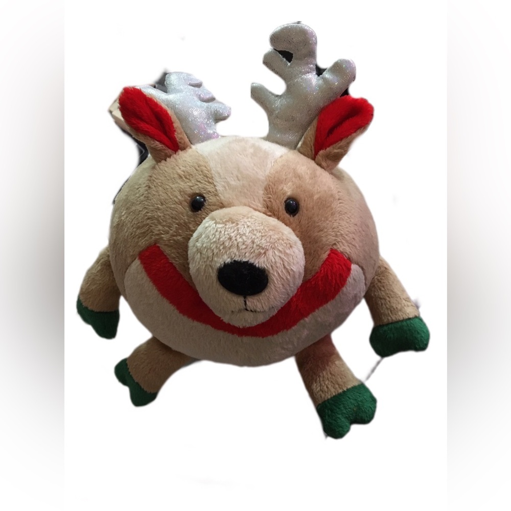 Plush Reindeer Toy with Red and Green Accents